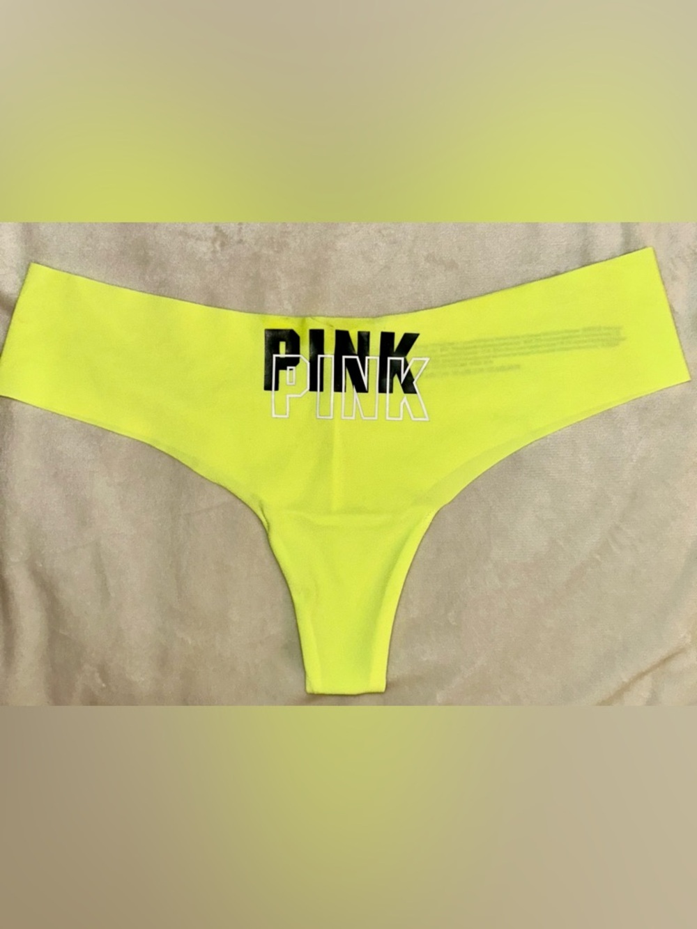 PINK Victoria's Secret Neon Yellow Logo Thong